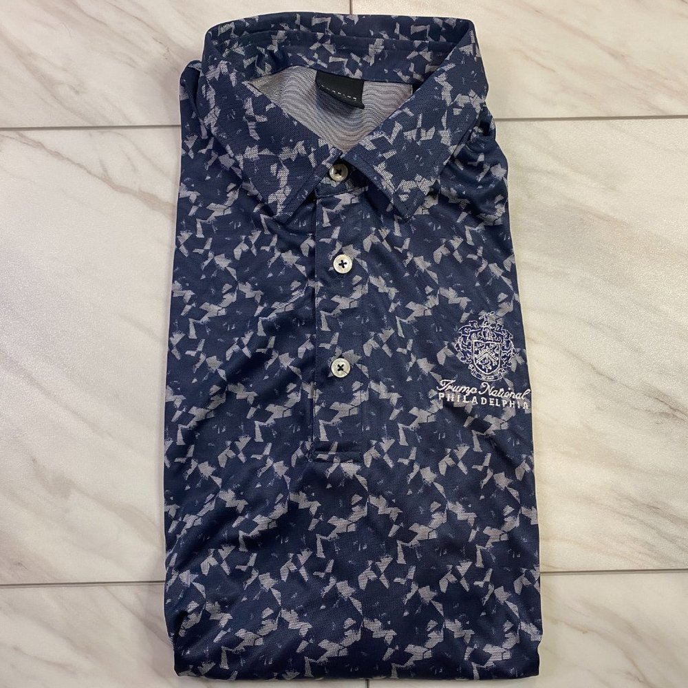Dunning Golf Performance Polo Trump National Philadelphia Blue Gray XL